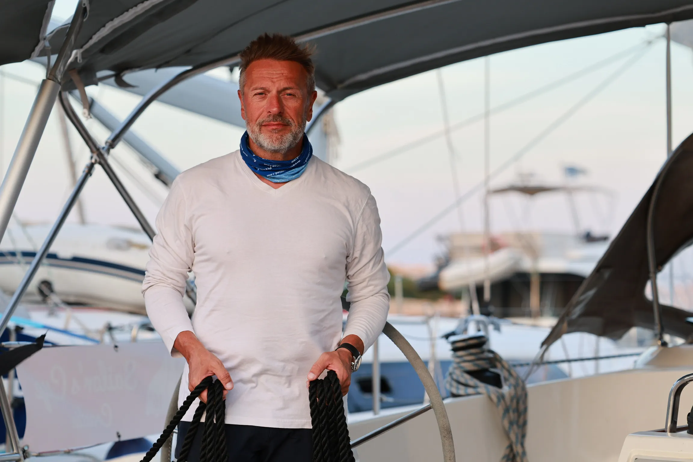 Successful Sailing - Skipper Thomas Lindloff sailing in the sea